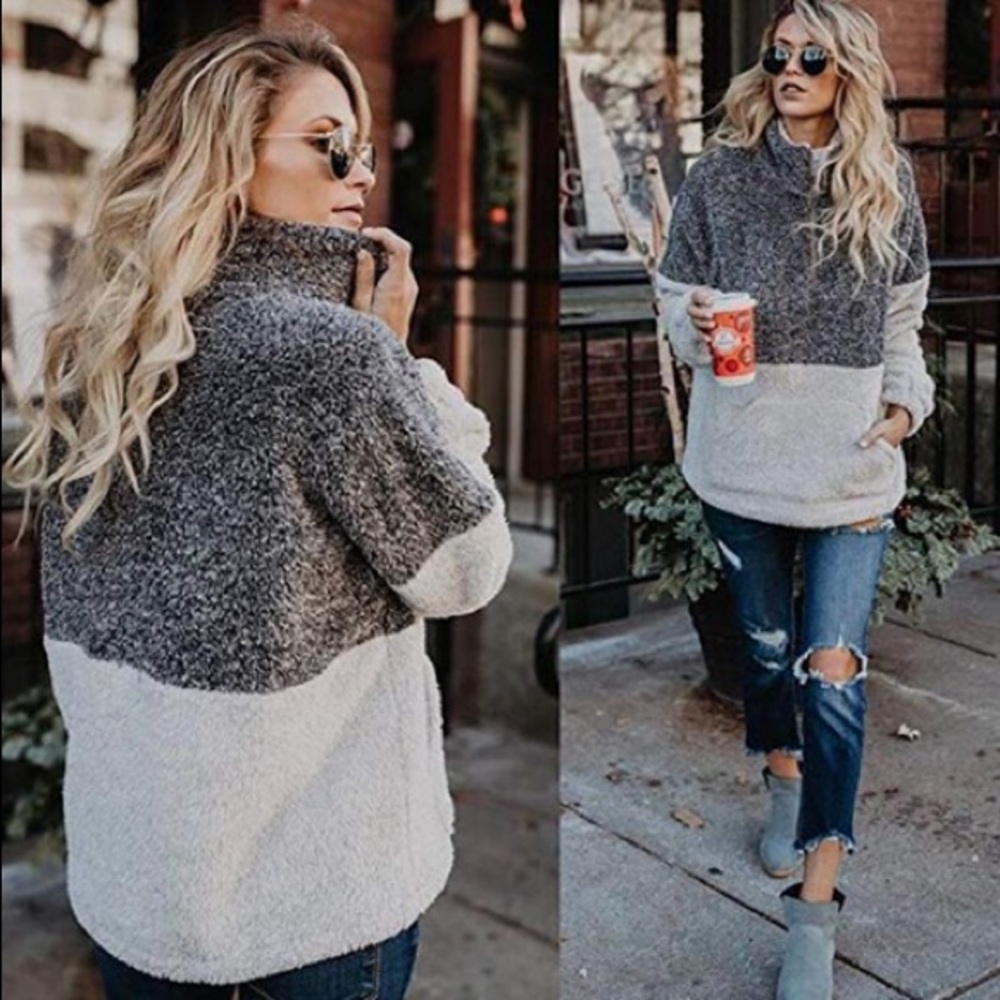 🔘SAMMI Two-Tone Fuzzy Pullover🔘